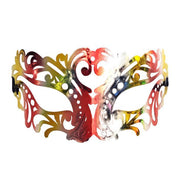 Jewel Tones Filigree Masquerade Mask with Red and Gold